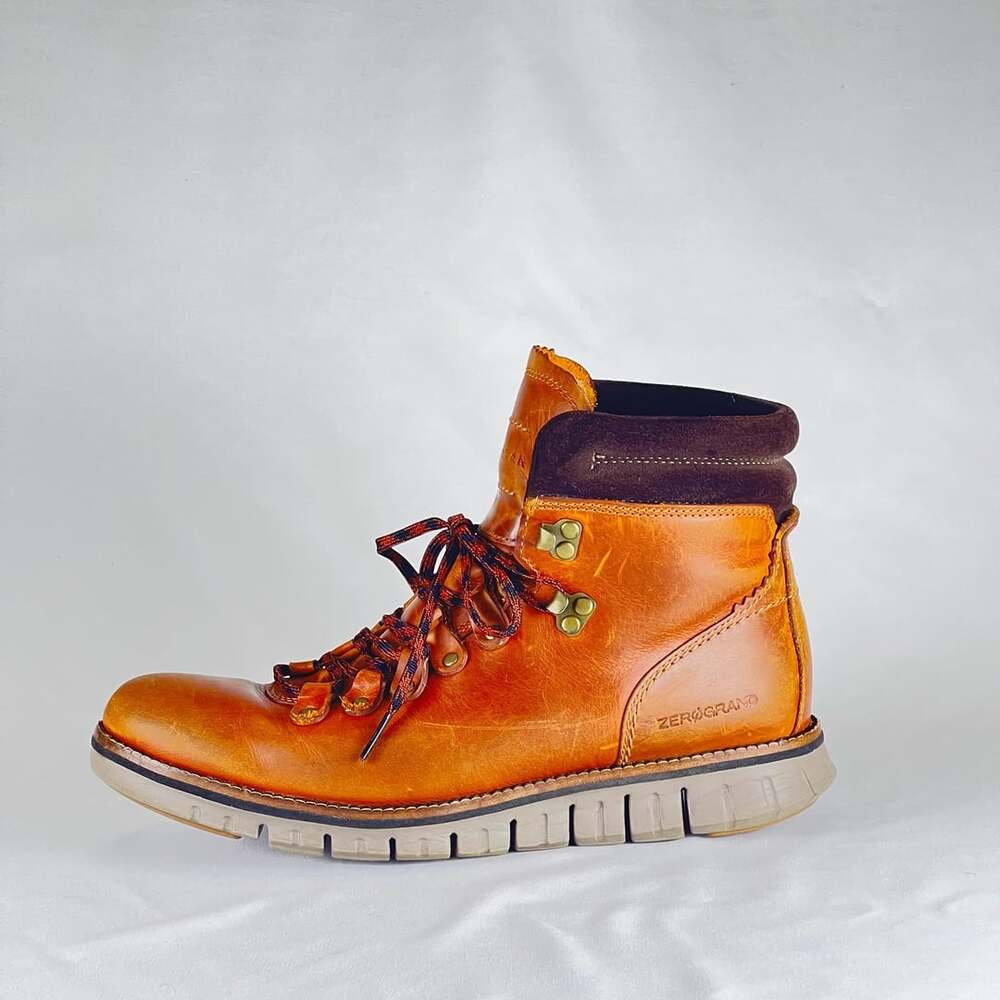 Cole Haan Zerogrand Boots Mens 7M Brown Leather Hiking Lace Up C30405